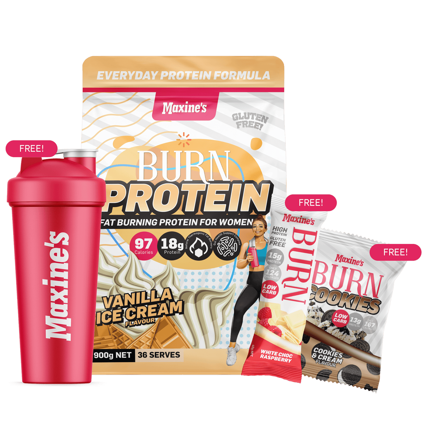 CWMP - Maxine's Burn Protein Value Bundle 900g - VANILLA ICE CREAM