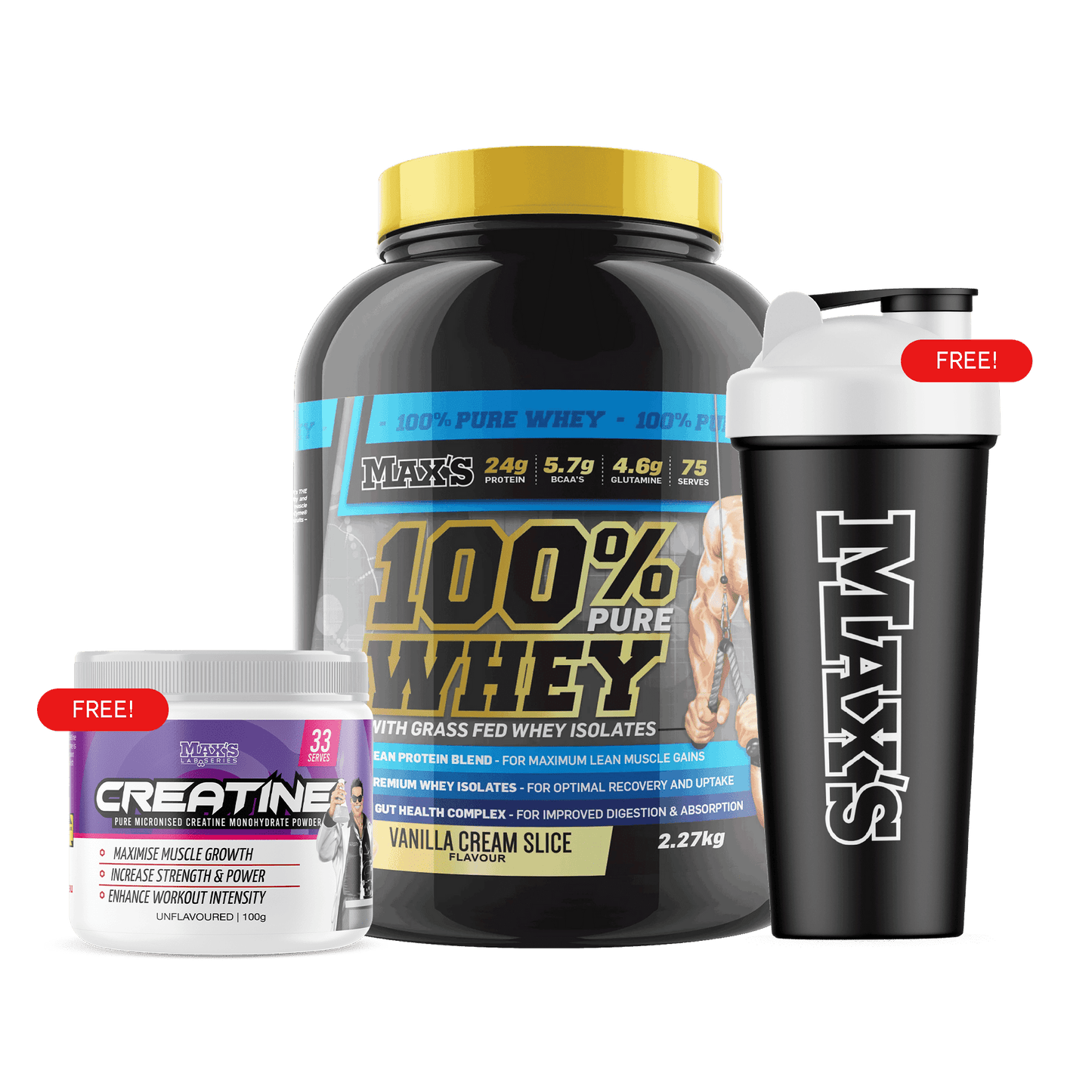 CWMP - MAX'S 100% Whey Value Bundle 2.27kg - VANILLA CREAM SLICE