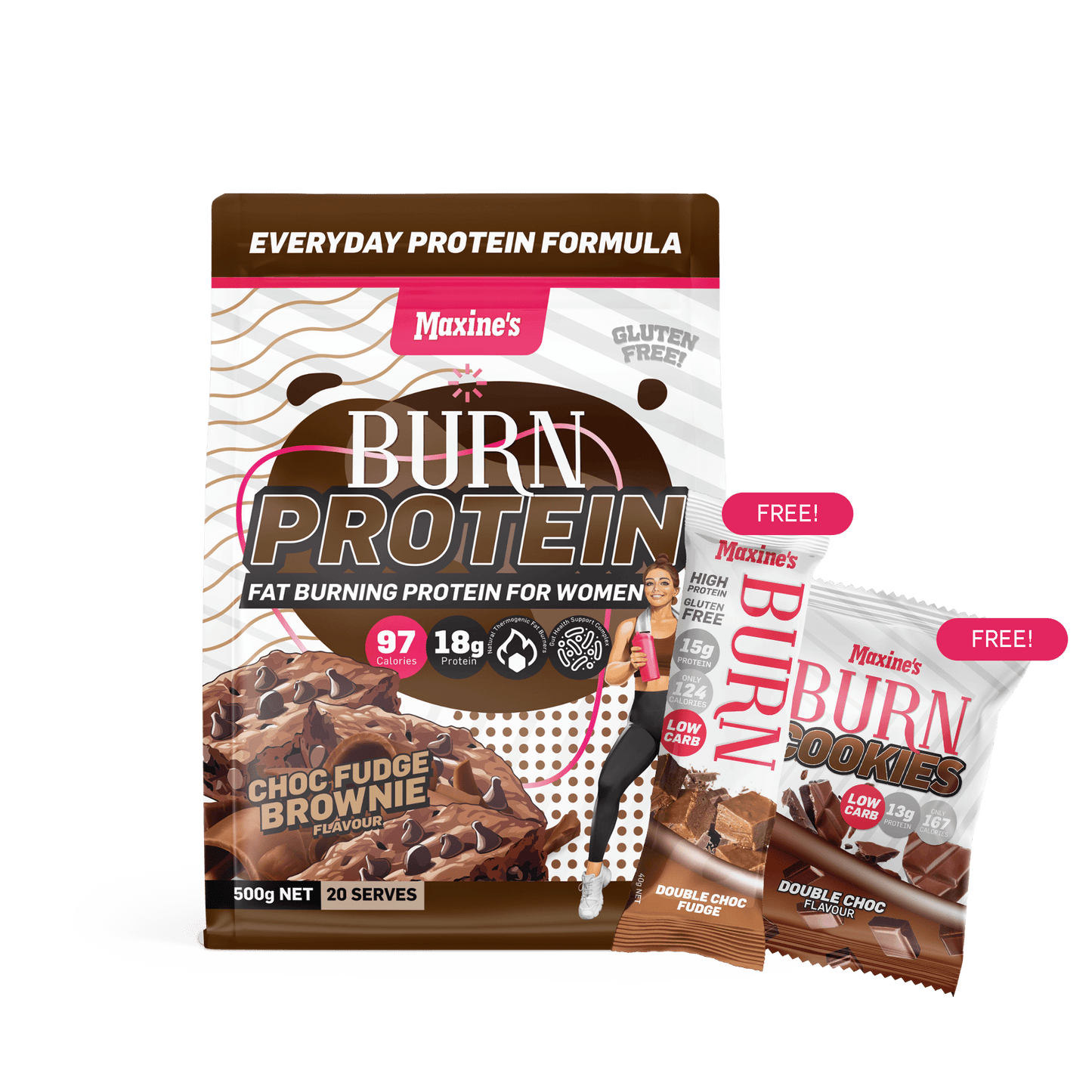 CWMP - Maxine's Burn Protein Starter Bundle 500g - CHOC FUDGE BROWNIE