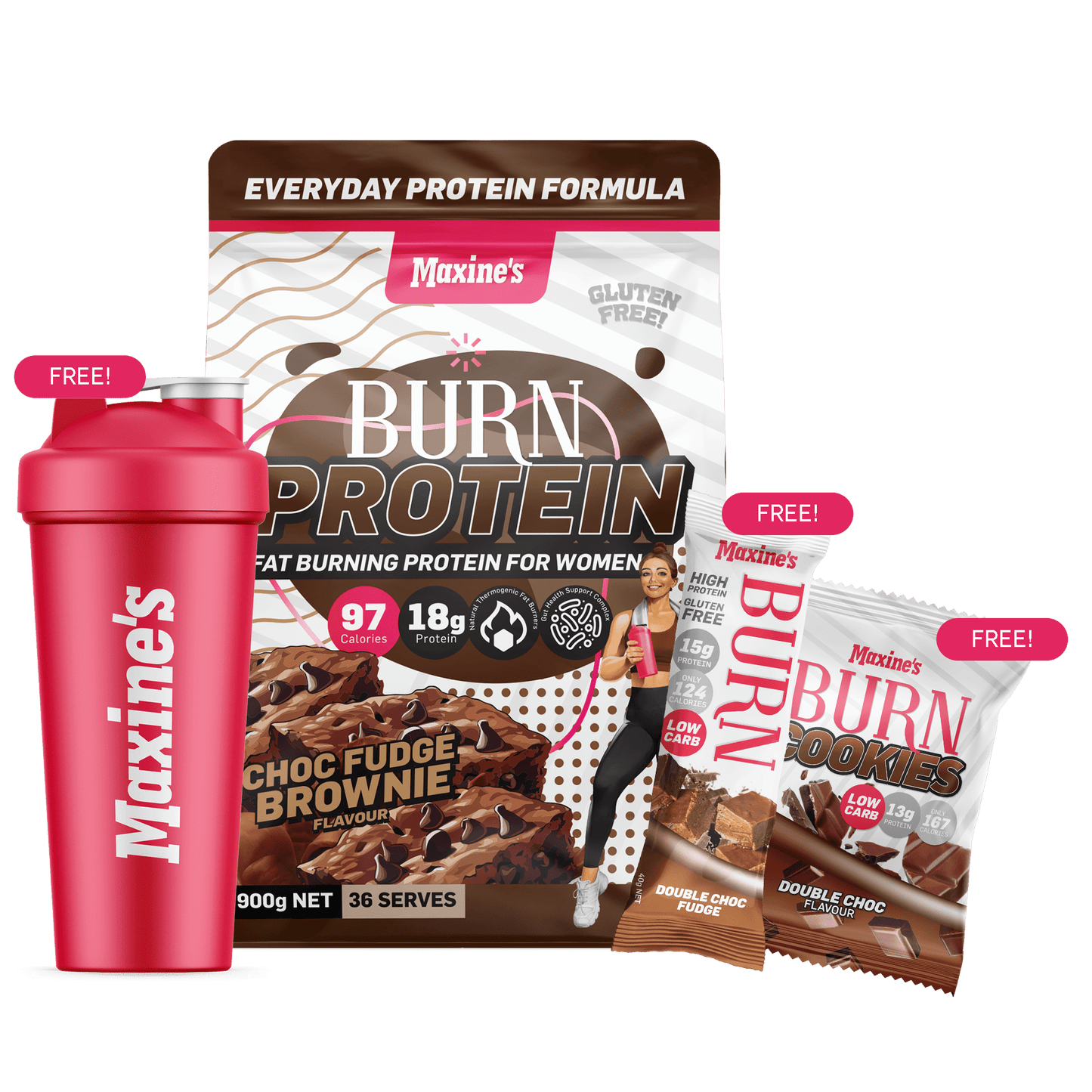 CWMP - Maxine's Burn Protein Value Bundle 900g - CHOC FUDGE BROWNIE